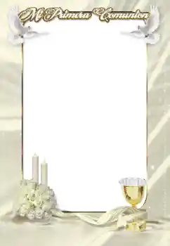 An inscription on the frame: First communion