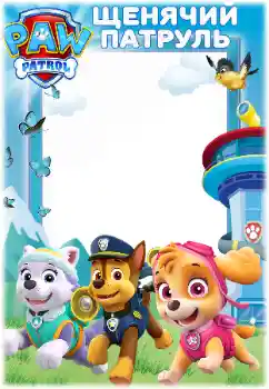 An inscription on the frame: PAW Patrol