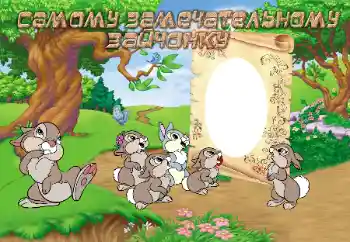 An inscription on the frame: Самому замечательному зайчонку