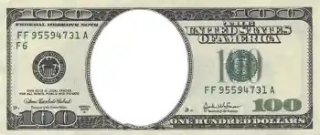 An inscription on the frame: 100 долларов