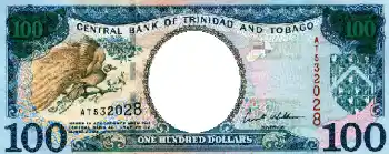 An inscription on the frame: 100 долларов Тринидат и Табаго.