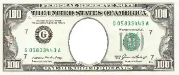 An inscription on the frame: 100 американских долларов.