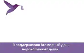 An inscription on the frame: Я поддерживаю Всемирный день недоношенных детей