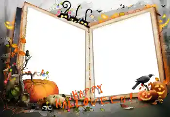 An inscription on the frame: Happy Halloween