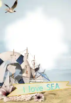 An inscription on the frame: On the sea